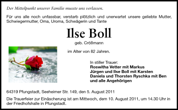 Traueranzeige von Ilse Boll von Echo-Zeitungen (Gesamtausgabe)
