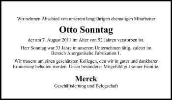 Traueranzeige von Otto Sonntag von Echo-Zeitungen (Gesamtausgabe)