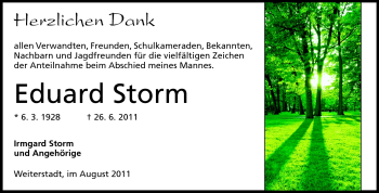 Traueranzeige von Eduard Storm von Echo-Zeitungen (Gesamtausgabe)