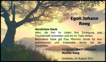 Traueranzeige von Egon Johann Reeg von Echo-Zeitungen (Gesamtausgabe)