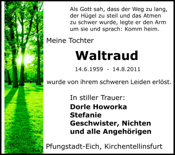 Traueranzeige von Waltraud Howorka von Echo-Zeitungen (Gesamtausgabe)