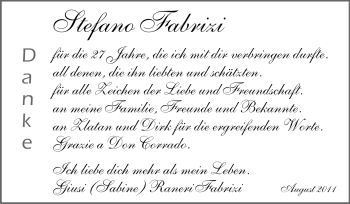 Traueranzeige von Stefano Fabrizi von Echo-Zeitungen (Gesamtausgabe) Traueranzeige von Stefano Fabrizi von Echo-Zeitungen (Gesamtausgabe)