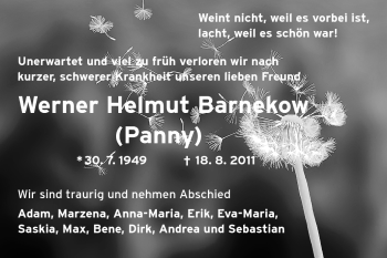 Traueranzeige von Werner Helmut Barnekow von Odenwälder Echo