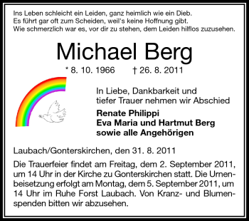 Traueranzeige von Michael Berg von Starkenburger Echo