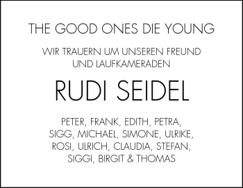 Traueranzeige von Rudi Seidel von Odenwälder Echo