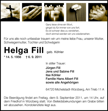 Traueranzeige von Helga  Fill von Odenwälder Echo