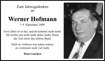 Traueranzeige von Werner Hofmann von Rüsselsheimer Echo, Groß-Gerauer-Echo, Ried Echo