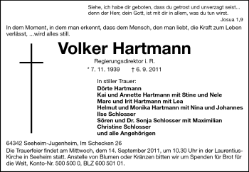 Traueranzeige von Volker Hartmann von Echo-Zeitungen (Gesamtausgabe)