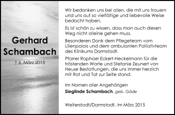 Traueranzeige von Gerhard Schambach von Echo-Zeitungen (Gesamtausgabe)