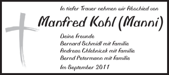 Traueranzeige von Manfred (Manni) Kohl von Rüsselsheimer Echo, Groß-Gerauer-Echo, Ried Echo