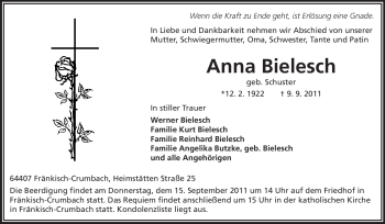 Traueranzeige von August Bilesch von Echo-Zeitungen (Gesamtausgabe)