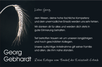 Traueranzeige von Georg Gebhardt von Odenwälder Echo