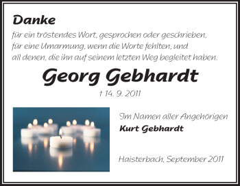 Traueranzeige von Georg Gebhardt von Odenwälder Echo