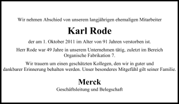 Traueranzeige von Karl Rode von Echo-Zeitungen (Gesamtausgabe)