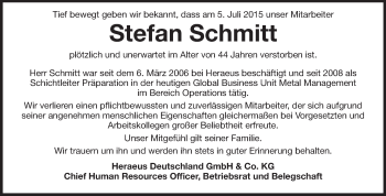 Traueranzeige von Stefan Schmitt von Echo-Zeitungen (Gesamtausgabe)
