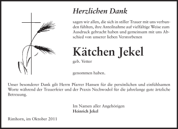 Traueranzeige von Kätchen Jekel von Odenwälder Echo