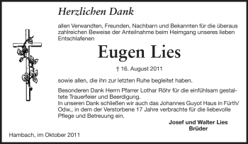 Traueranzeige von Eugen Lies von Starkenburger Echo