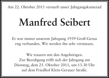 Traueranzeige von Manfred Seibert von Rüsselsheimer Echo, Groß-Gerauer-Echo, Ried Echo
