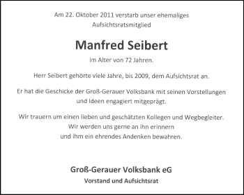Traueranzeige von Manfred Seibert von Rüsselsheimer Echo, Groß-Gerauer-Echo, Ried Echo