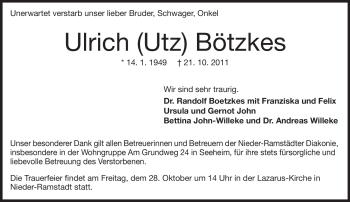 Traueranzeige von Ulrich Bötzkes von Echo-Zeitungen (Gesamtausgabe)