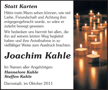 Traueranzeige von Joachim Kahle von Echo-Zeitungen (Gesamtausgabe)