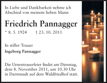 Traueranzeige von Friedrich Pannagger von Echo-Zeitungen (Gesamtausgabe)