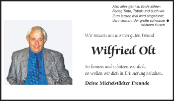 Traueranzeige von Wilfried Olt von Odenwälder Echo