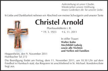 Traueranzeige von Christel Arnold von Starkenburger Echo