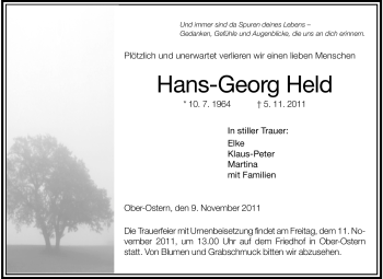 Traueranzeige von Hans-Georg Held von Odenwälder Echo