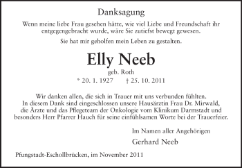 Traueranzeige von Elly Neeb von Echo-Zeitungen (Gesamtausgabe)