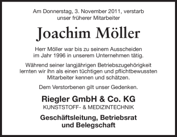 Traueranzeige von Joachim Möller von Echo-Zeitungen (Gesamtausgabe)