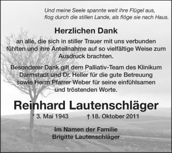 Traueranzeige von Reinhard Lautenschläger von Echo-Zeitungen (Gesamtausgabe)