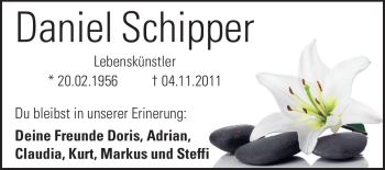 Traueranzeige von Daniel Schipper von Echo-Zeitungen (Gesamtausgabe)