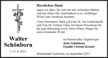 Traueranzeige von Walter Schönborn von trauer.echo-online.de