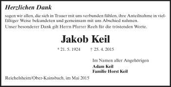 Traueranzeige von Jakob Keil von Odenwälder Echo