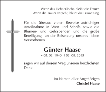 Traueranzeige von Günter Haase von trauer.echo-online.de