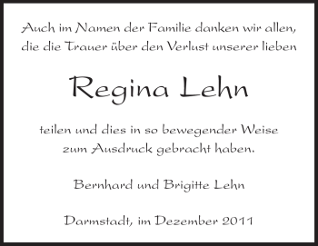 Traueranzeige von Maria Regina Lehn von Echo-Zeitungen (Gesamtausgabe)