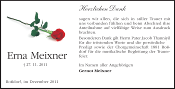 Traueranzeige von Erna Meixner von Echo-Zeitungen (Gesamtausgabe)