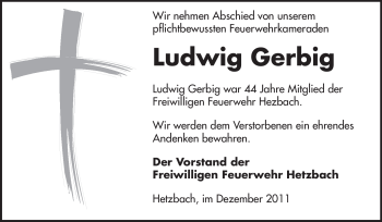 Traueranzeige von Ludwig Gerbig von Odenwälder Echo