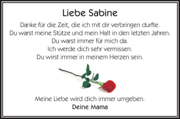Traueranzeige von Sabine Petranyi von Odenwälder Echo