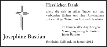 Traueranzeige von Josephine Bastian von Echo-Zeitungen (Gesamtausgabe)