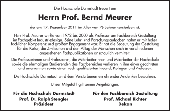 Traueranzeige von Bernd Meurer von Echo-Zeitungen (Gesamtausgabe)