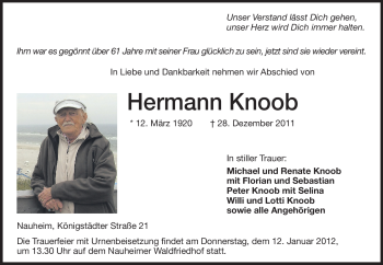 Traueranzeige von Hermann Knoob von Rüsselsheimer Echo, Groß-Gerauer-Echo, Ried Echo