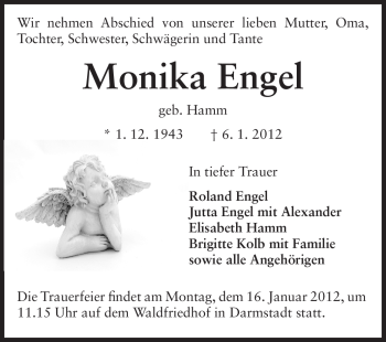 Traueranzeige von Monika Engel von Echo-Zeitungen (Gesamtausgabe)