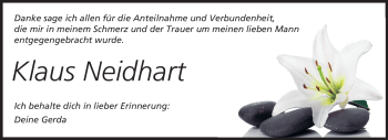 Traueranzeige von Klaus Neidhart von Rüsselsheimer Echo, Groß-Gerauer-Echo, Ried Echo