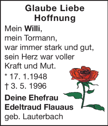 Traueranzeige von Willi  von Darmstädter Echo, Odenwälder Echo, Rüsselsheimer Echo, Groß-Gerauer-Echo, Ried Echo