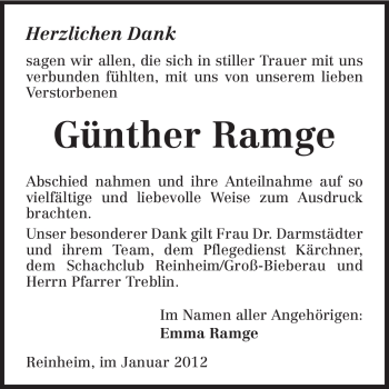 Traueranzeige von Günther Ramge von Darmstädter Echo, Odenwälder Echo, Rüsselsheimer Echo, Groß-Gerauer-Echo, Ried Echo