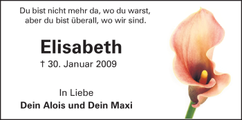 Traueranzeige von Elisabeth Haunschild von Darmstädter Echo, Odenwälder Echo, Rüsselsheimer Echo, Groß-Gerauer-Echo, Ried Echo