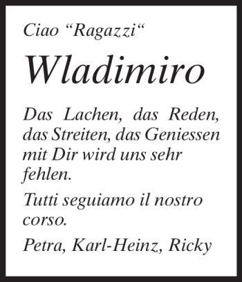Traueranzeige von Wladimiro Riva von Echo-Zeitungen (Gesamtausgabe)