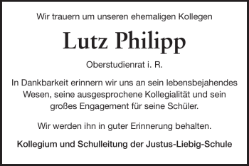 Traueranzeige von Lutz Philipp von Echo-Zeitungen (Gesamtausgabe)